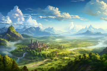 beinspiredwithdominic_fantasy_landscape_with_forests_and_a_smal_a3768b6c-06d8-4b80-8f67-d5ccf3ef176d